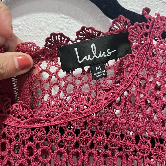 Lulus Love For You Burgundy Crochet Lace Short Sleeve Maxi Dress M - Picture 6 of 12